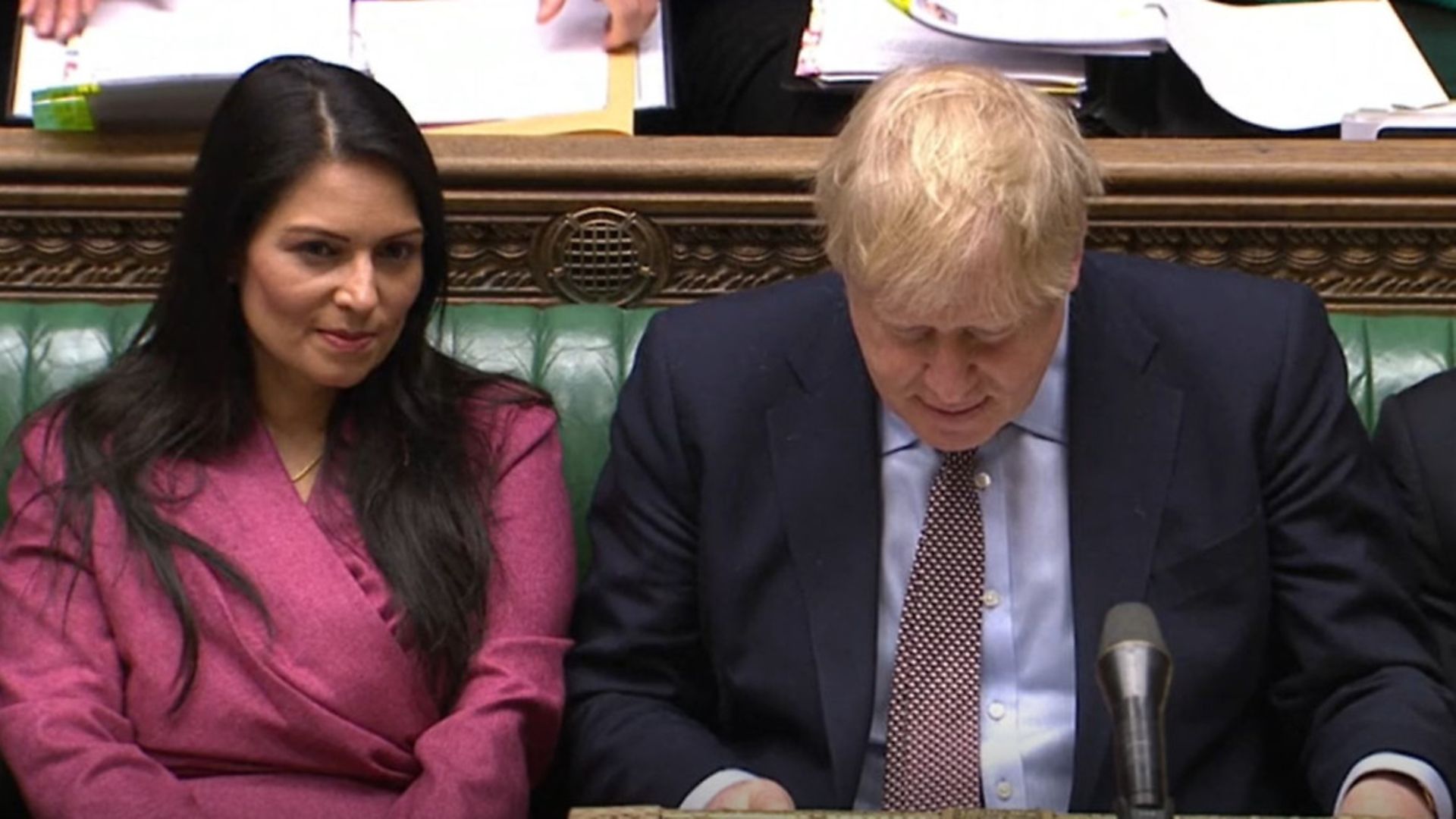 Home secretary Priti Patel and prime minister Boris Johnson - Credit: Parliament Live