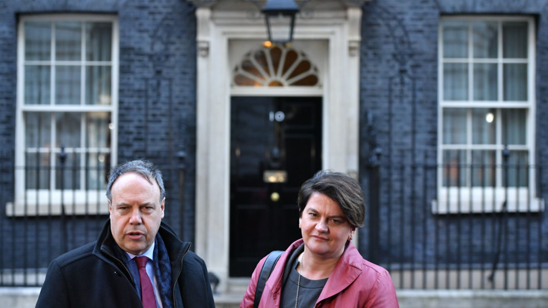 DUP deputy leader Nigel Dodds and leader Arlene Foster in Downing Street - Credit: PA Wire/PA Images