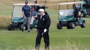 Donald Trump plays a round of golf on the Trump Turnberry resort in South Ayrshire - Credit: PA