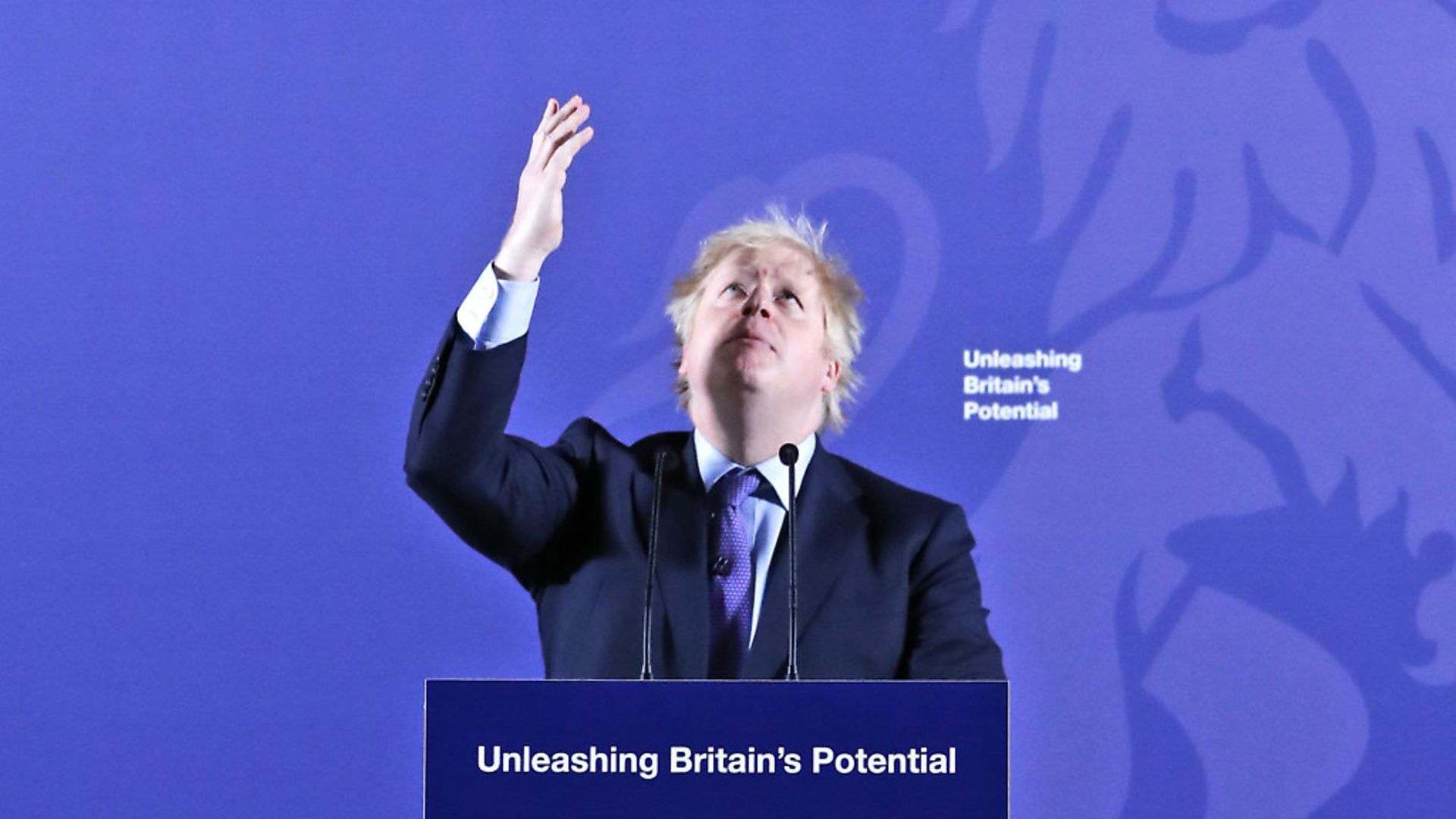 Prime Minister Boris Johnson delivers his Unleashing Britain's Potential speech in the Painted Hall, Old Royal Naval College Greenwich. Photograph: Frank Augstein/PA Wire. - Credit: PA