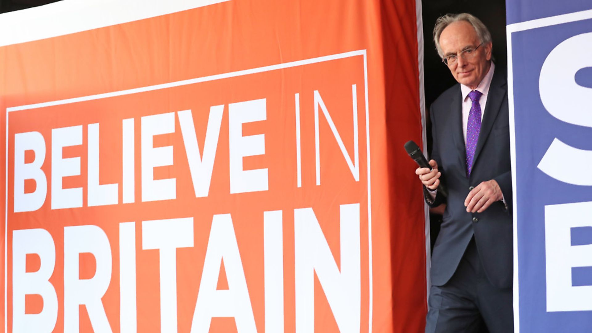 Conservative MP Peter Bone onstage in Parliament Square during a pro-Brexit event. Photograph: Steve Parsons/PA. - Credit: PA Archive/PA Images