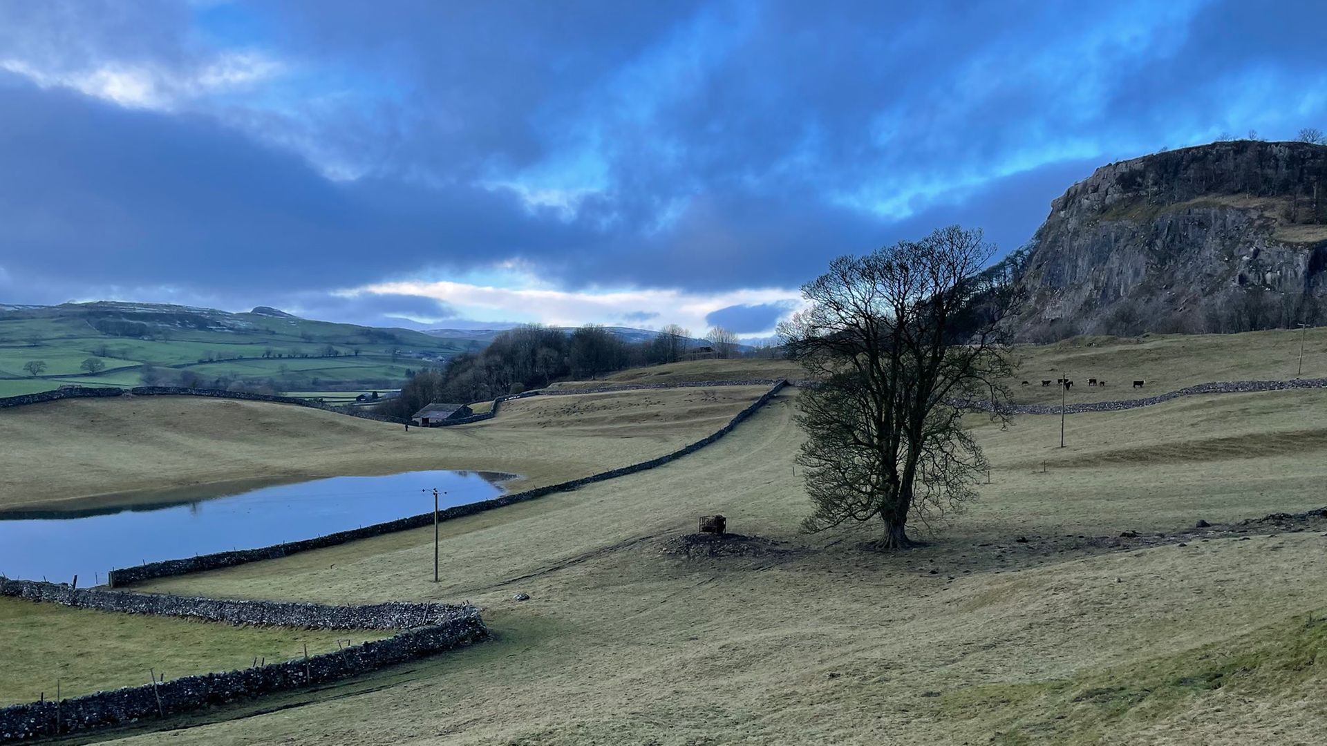 Dark clouds overhead.... a view from Alastair Campbell's 'winter walk' through the Yorkshire Dales - Credit: Alastair Campbell