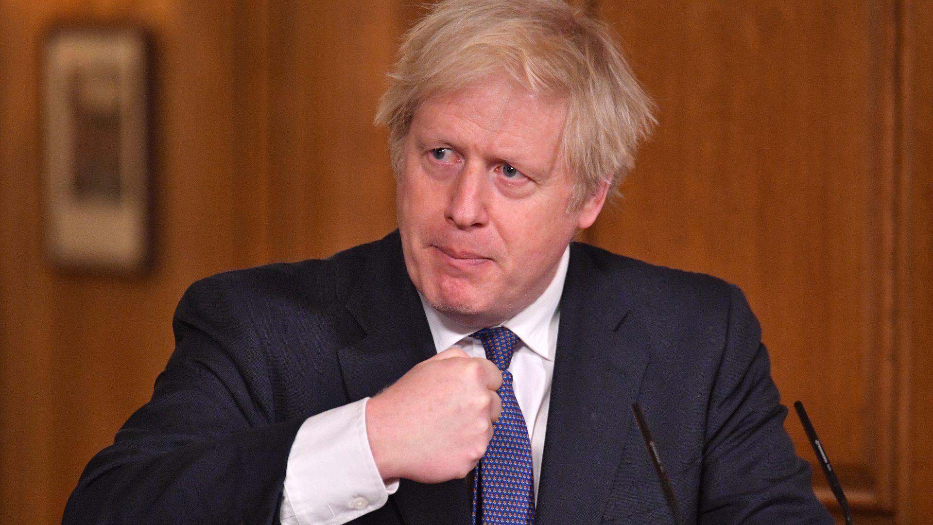 Prime Minister Boris Johnson during a media briefing on coronavirus - Credit: PA
