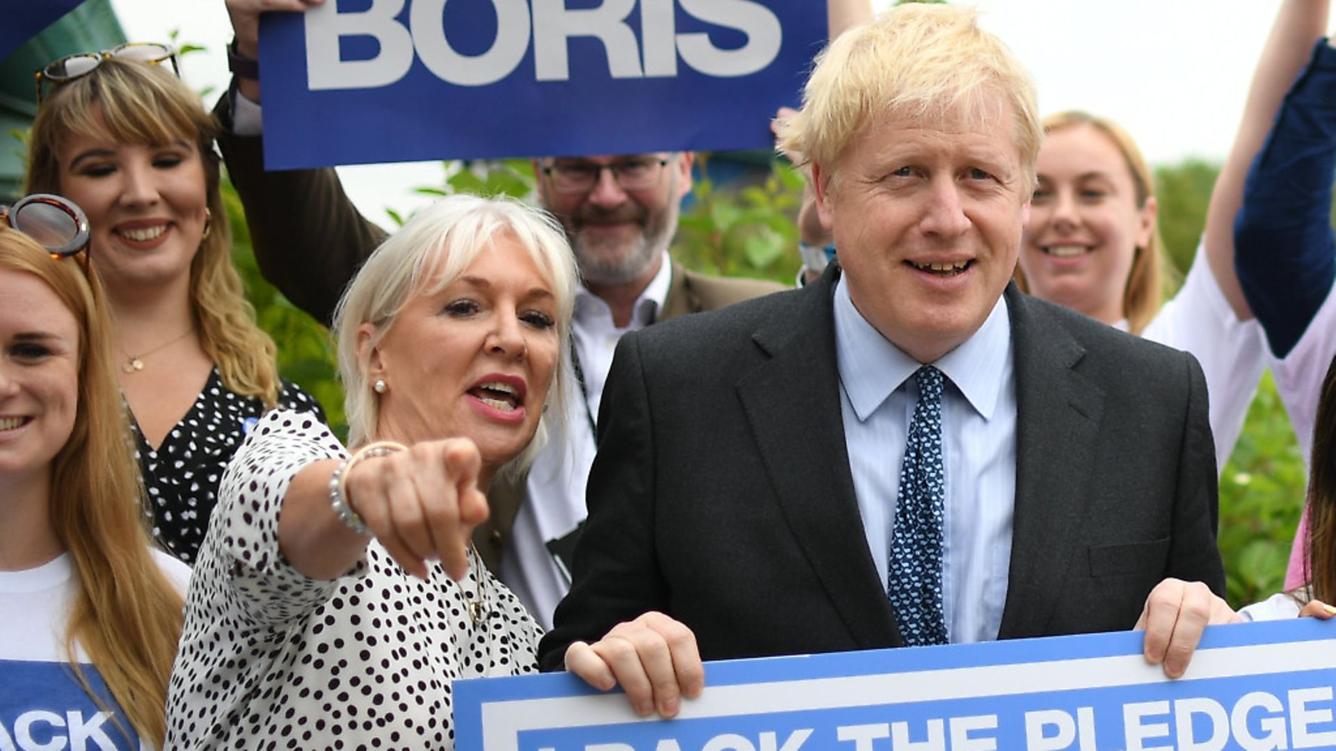 Nadine Dorries with Conservative Party leader Boris Johnson. Photograph: Joe Giddens/PA