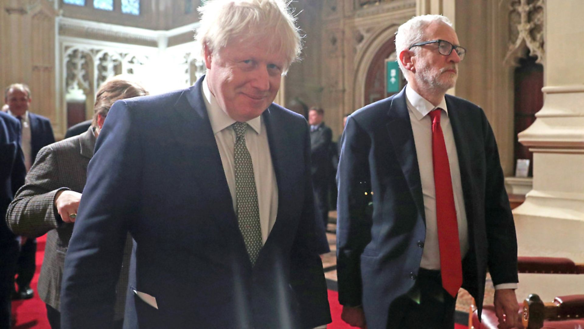 Boris Johnson and Jeremy Corbyn at the State Opening of Parliament. Photograph: Hannah McKay/PA. - Credit: PA