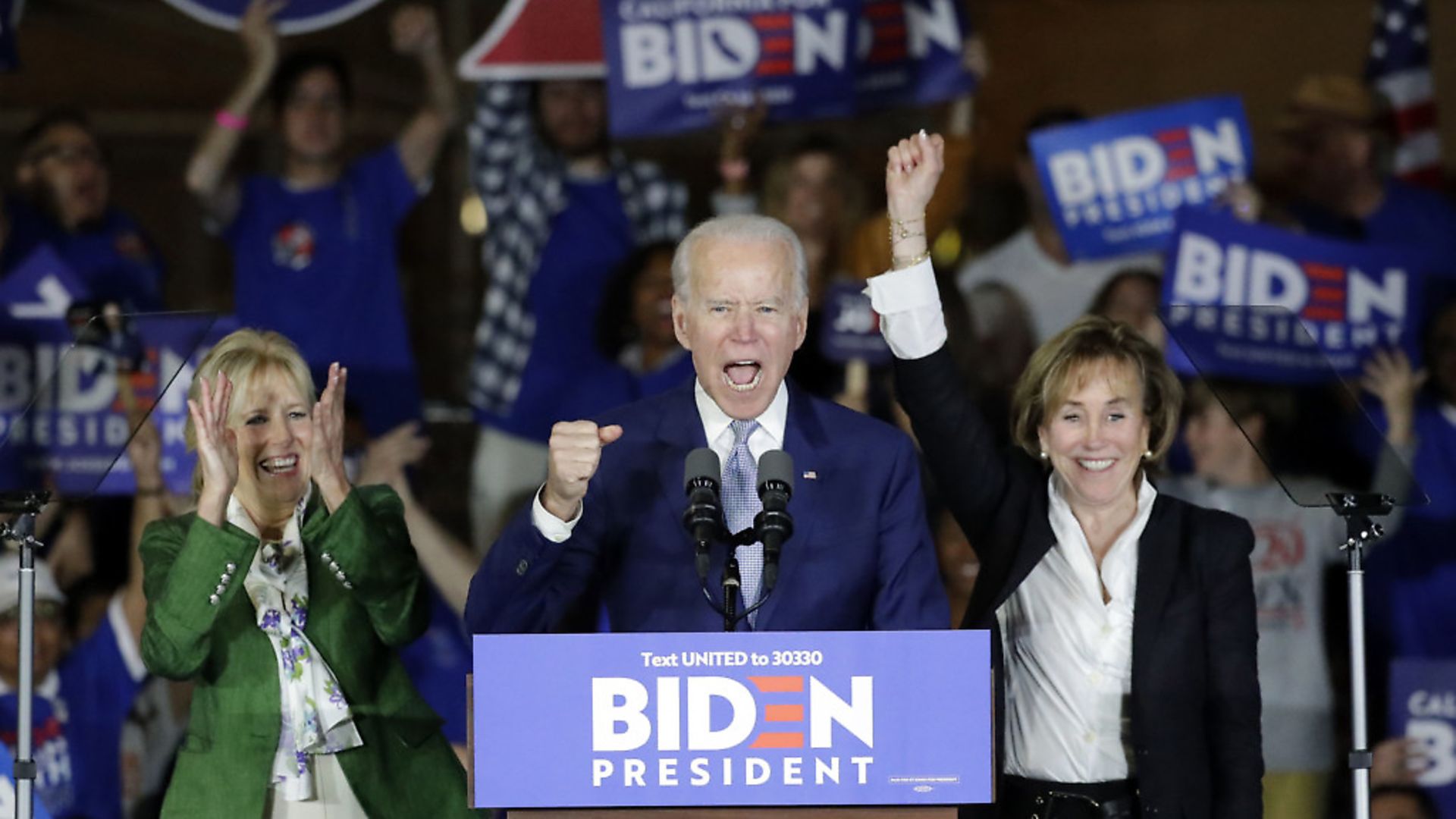 Democratic presidential candidate former Vice President Joe Biden speaks at a primary election night campaign rally. (AP Photo/Chris Carlson) - Credit: AP