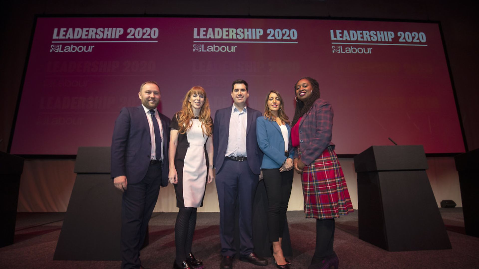 (left to right) Labour deputy leadership candidates Ian Murray, Angela Rayner, Richard Burton, Dr Rosena Allin-Khan and Dawn Butler during the Labour leadership hustings at the SEC centre, Glasgow. Photograph: Jane Barlow/PA. - Credit: PA