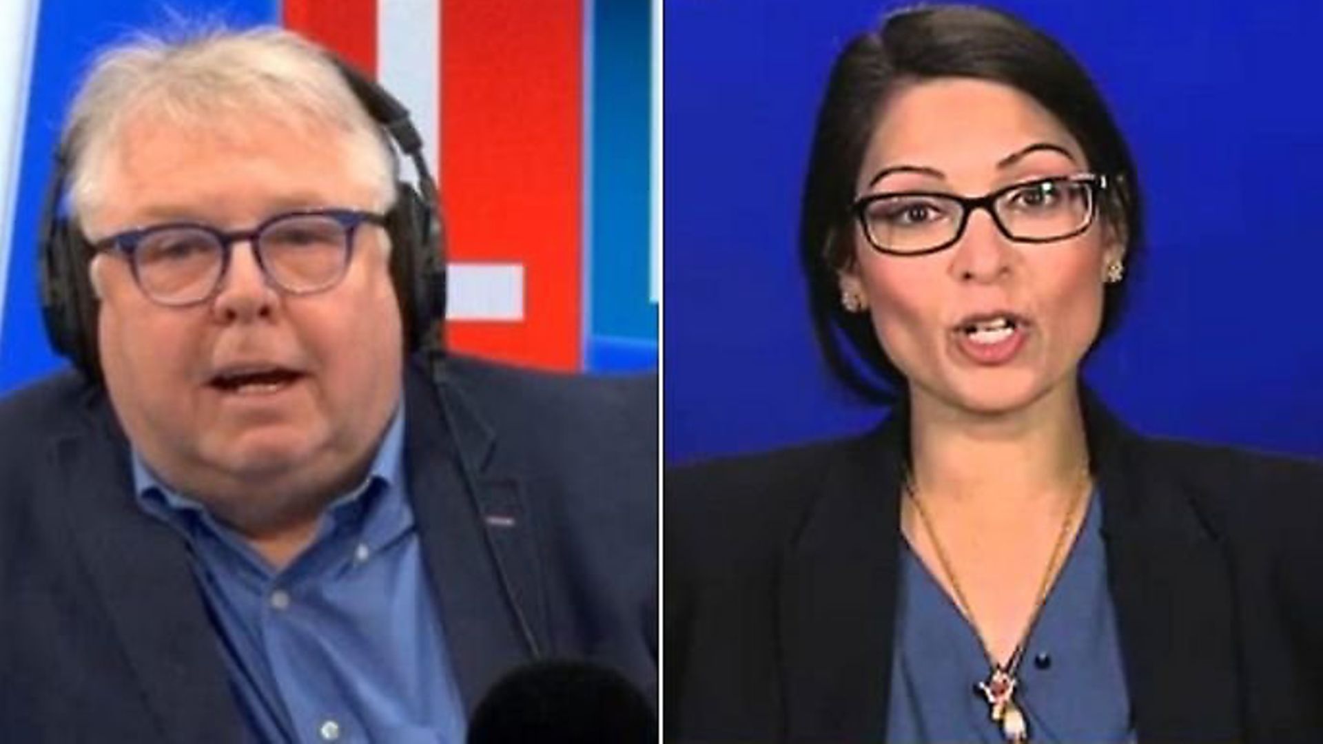 Nick Ferrari interviews home secretary Priti Patel. Photograph: LBC/Sky. - Credit: Archant
