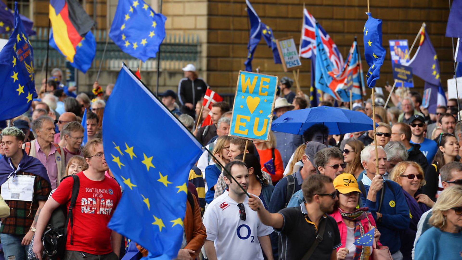 Protesters set off from at Hyde Park Corner during a pro-EU march. Photograph: John Stillwell/PA. - Credit: PA