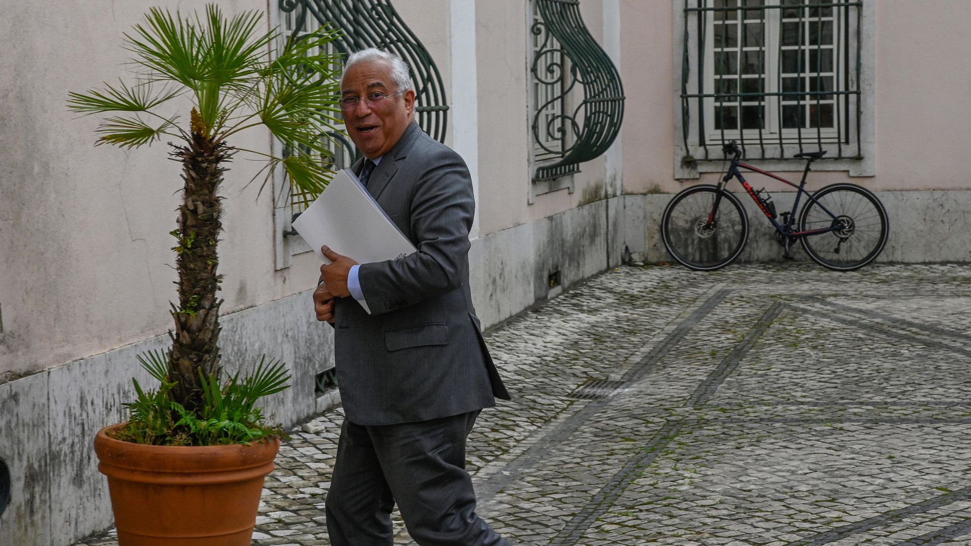 Portuguese PM Antonio Costa arriving at a meeting to discuss Covid-19 in March 2020 - Credit: Corbis via Getty Images