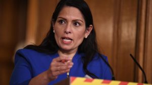 Home Secretary Priti Patel during a media briefing. Credit: PA