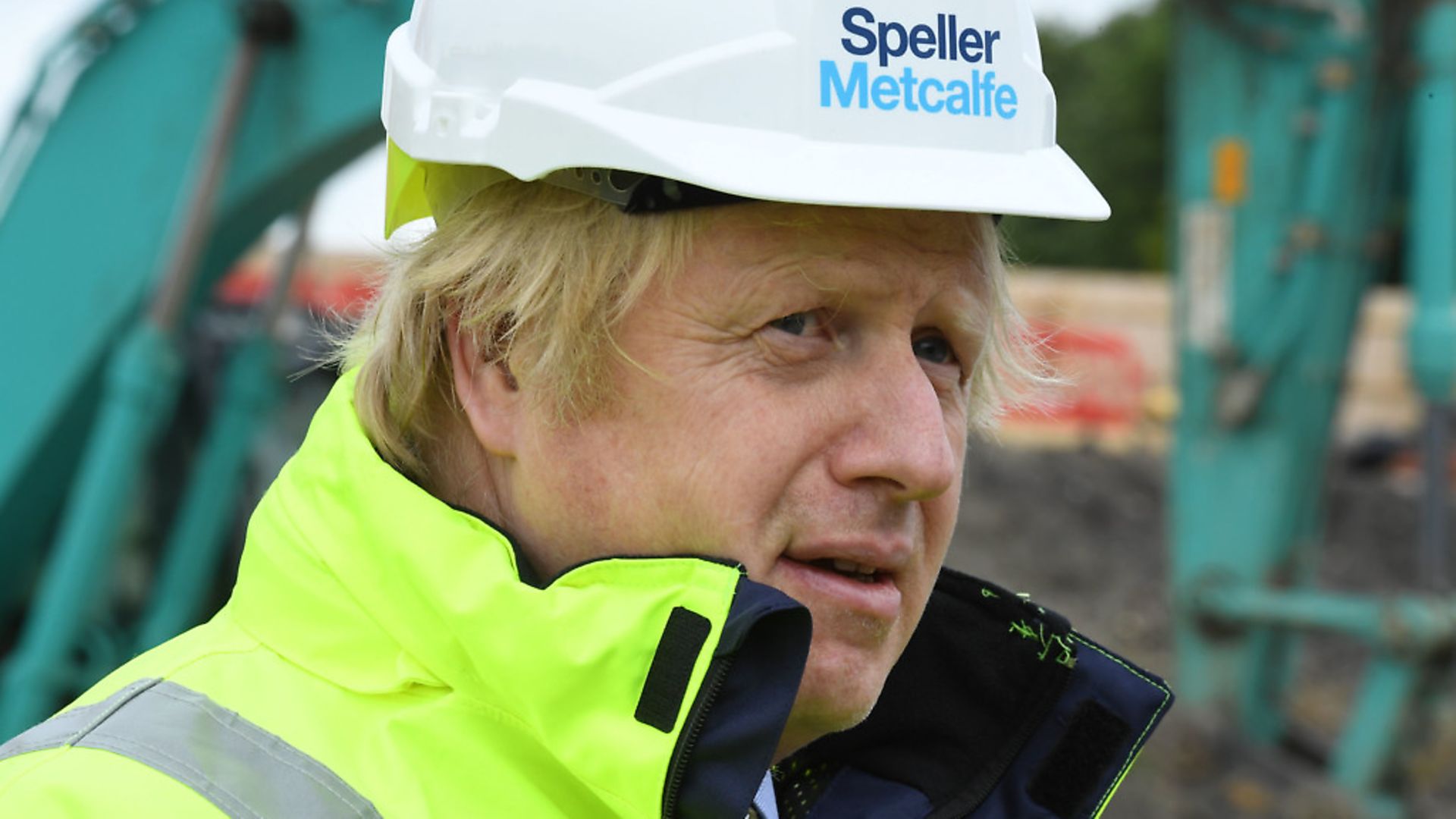 Prime Minister Boris Johnson during a visit to the Speller Metcalfe's building site at The Dudley Institute of Technology. Photograph: Jeremy Selwyn/Evening Standard/PA Wire. - Credit: PA