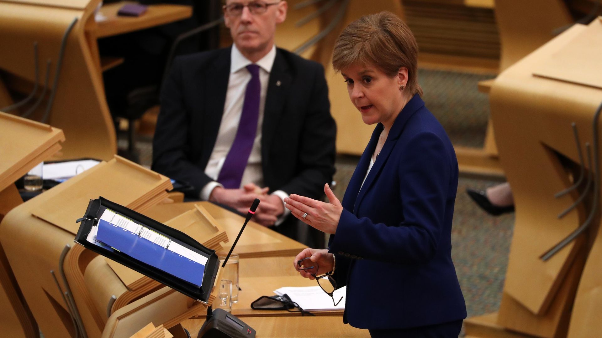 First minister Nicola Sturgeon in the Scottish parliament in Edinburgh - Credit: PA