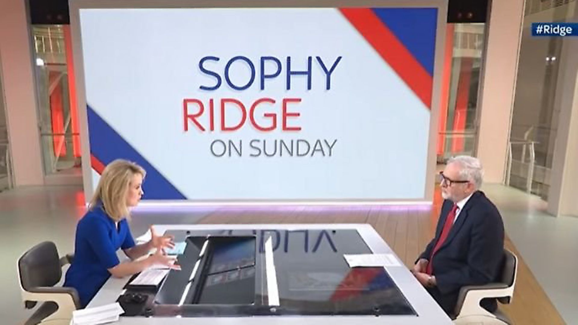Jeremy Corbyn is interviewed by Sky News' Sophy Ridge. Photograph: Sky. - Credit: Archant