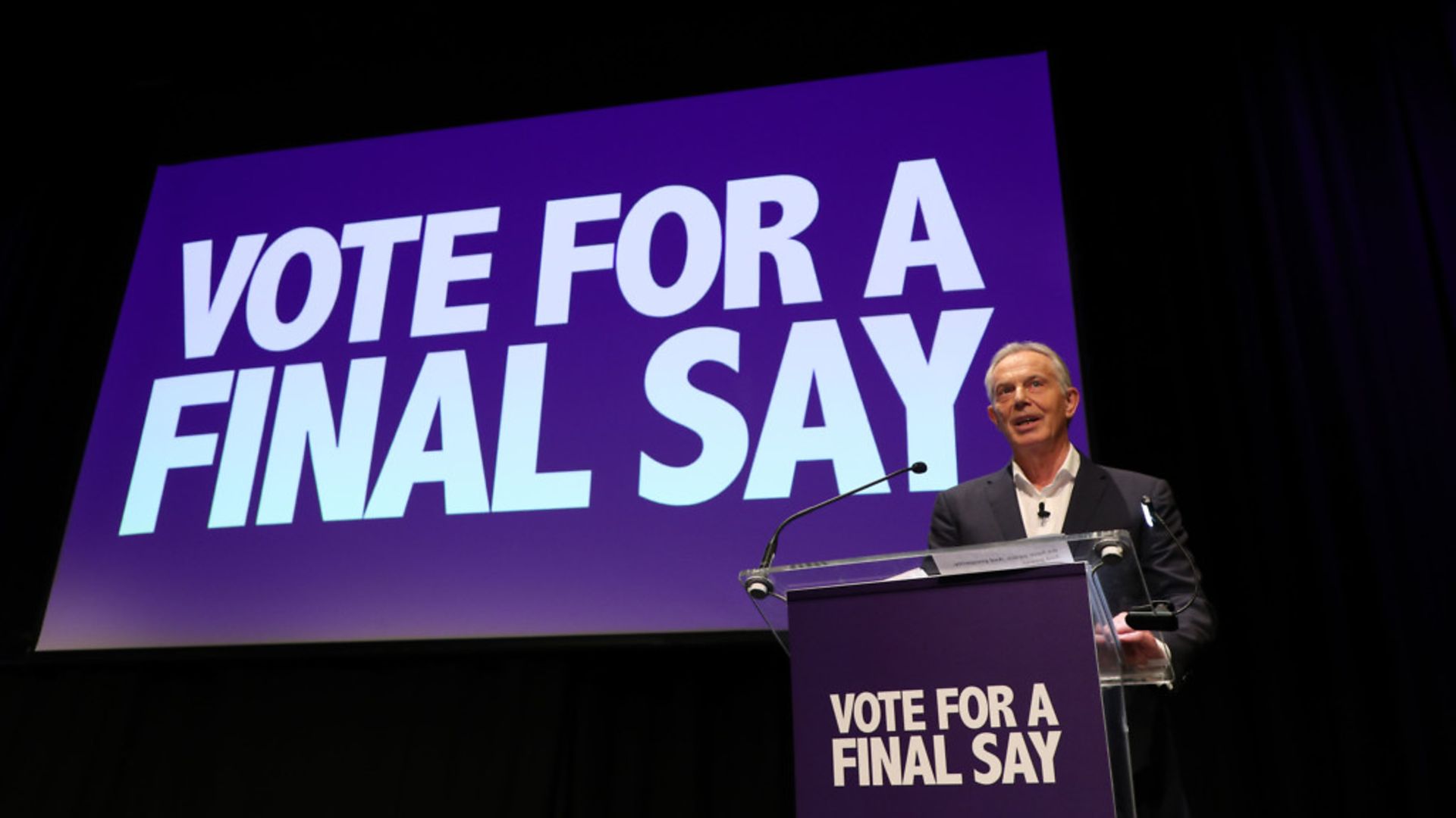 Former prime minister Tony Blair speaking during the Final Say rally at the Mermaid Theatre - Credit: PA