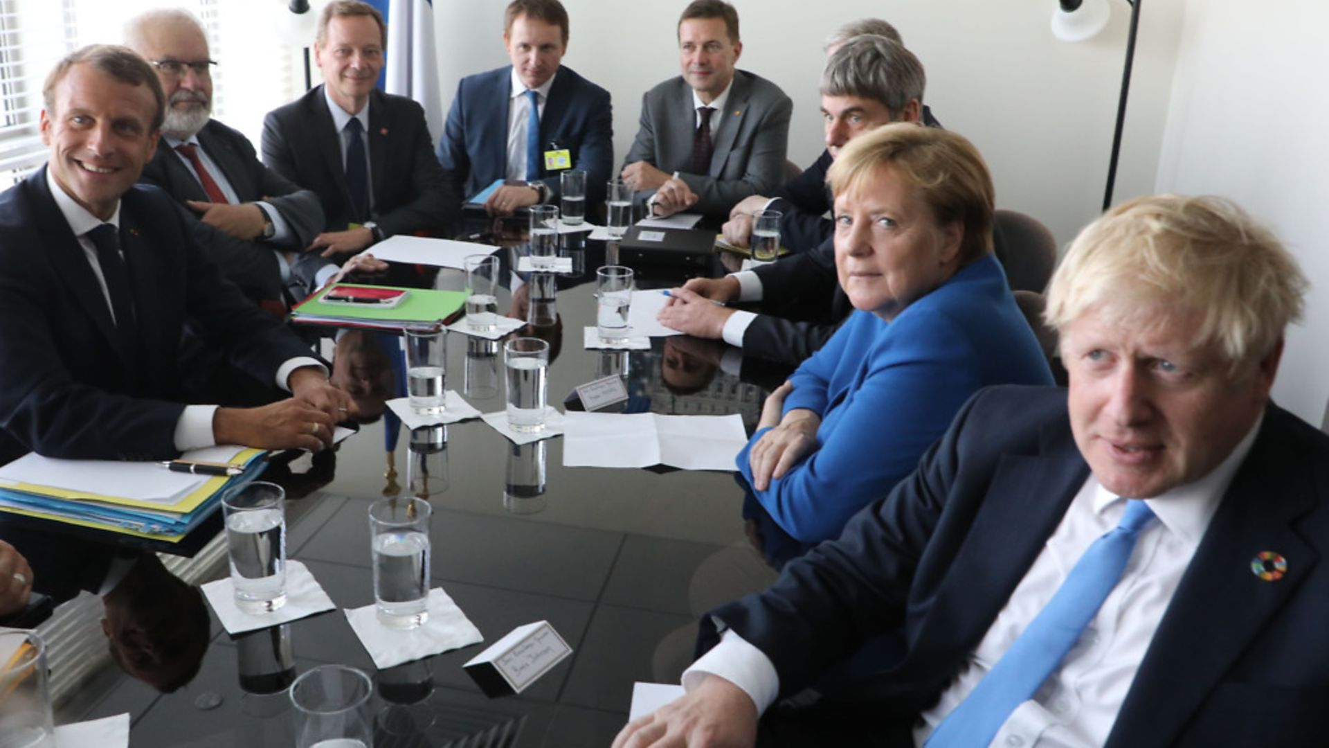 Boris Johnson with world leaders including Angela Merkel and Emmanuel Macron - Credit: AFP via Getty Images