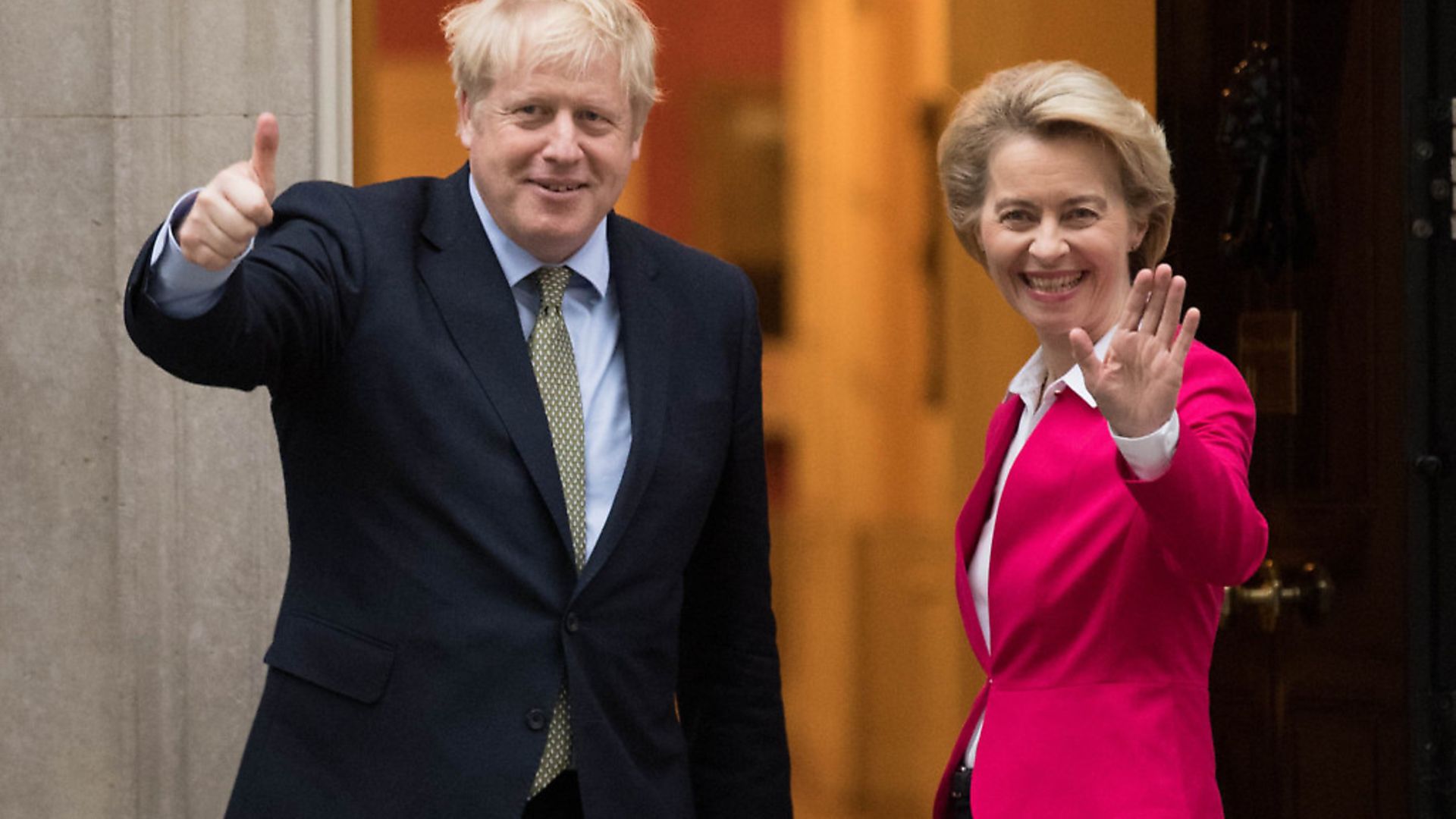 Prime Minister Boris Johnson greets EU Commission president Ursula von der Leyen ahead of a meeting in Downing Street. Photograph: Stefan Rousseau/PA. - Credit: PA