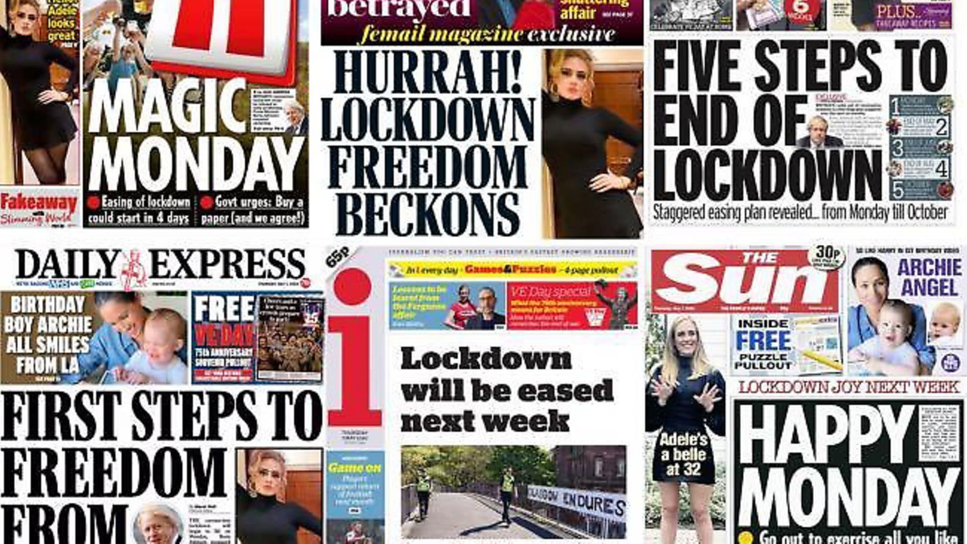 Newspapers report on an easing of lockdown following government briefings. Photograph: Twitter. - Credit: Archant