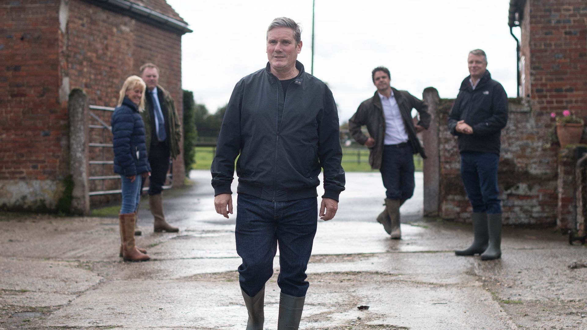 Labour leader Sir Keir Starmer during a visit to National Farmers' Union president Minette Batters' farm in Wiltshire - Credit: PA