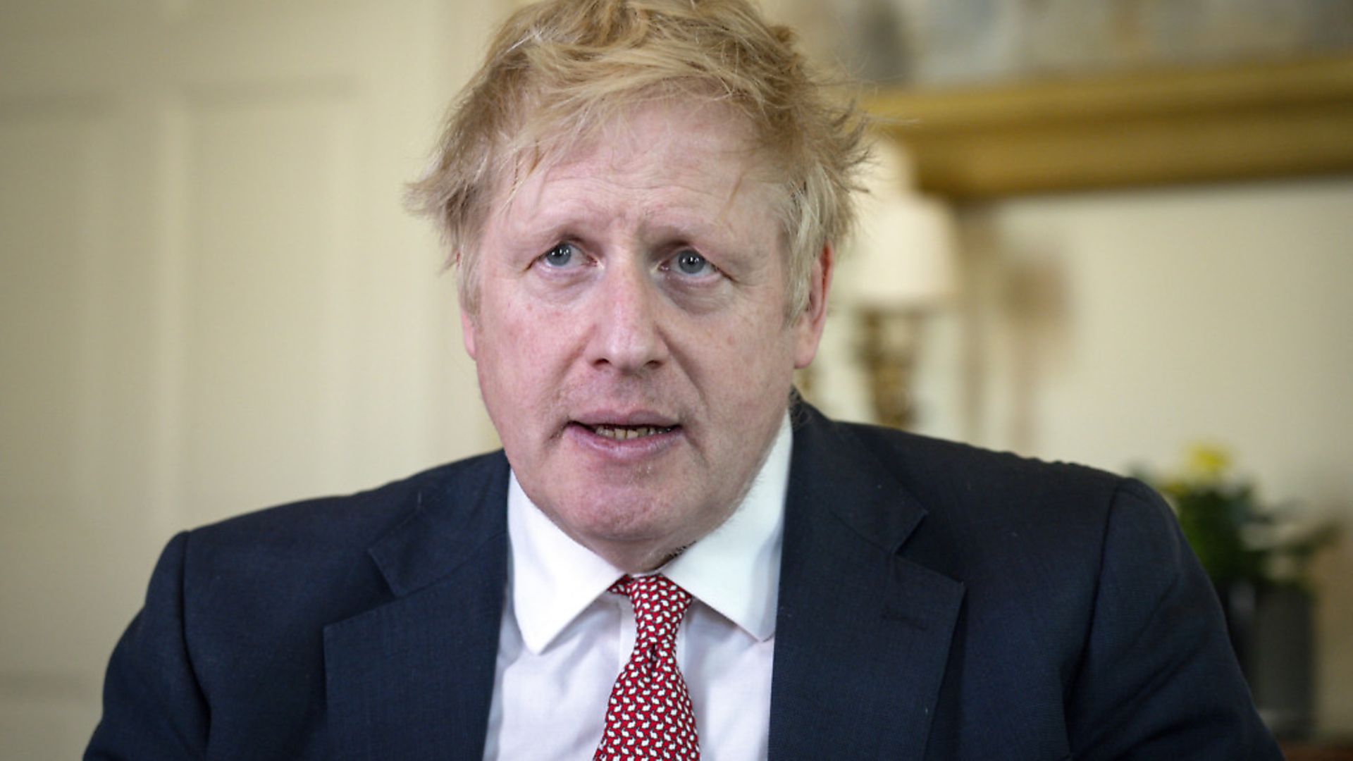 Prime Minister Boris Johnson as he speaks from 10 Downing Street praising NHS staff in a video message for saving his life as he was discharged from hospital a week after being admitted with persistent coronavirus symptoms. Photograph: Pippa Fowles/10 Downing Street/Crown Copyright/PA Wire. - Credit: PA