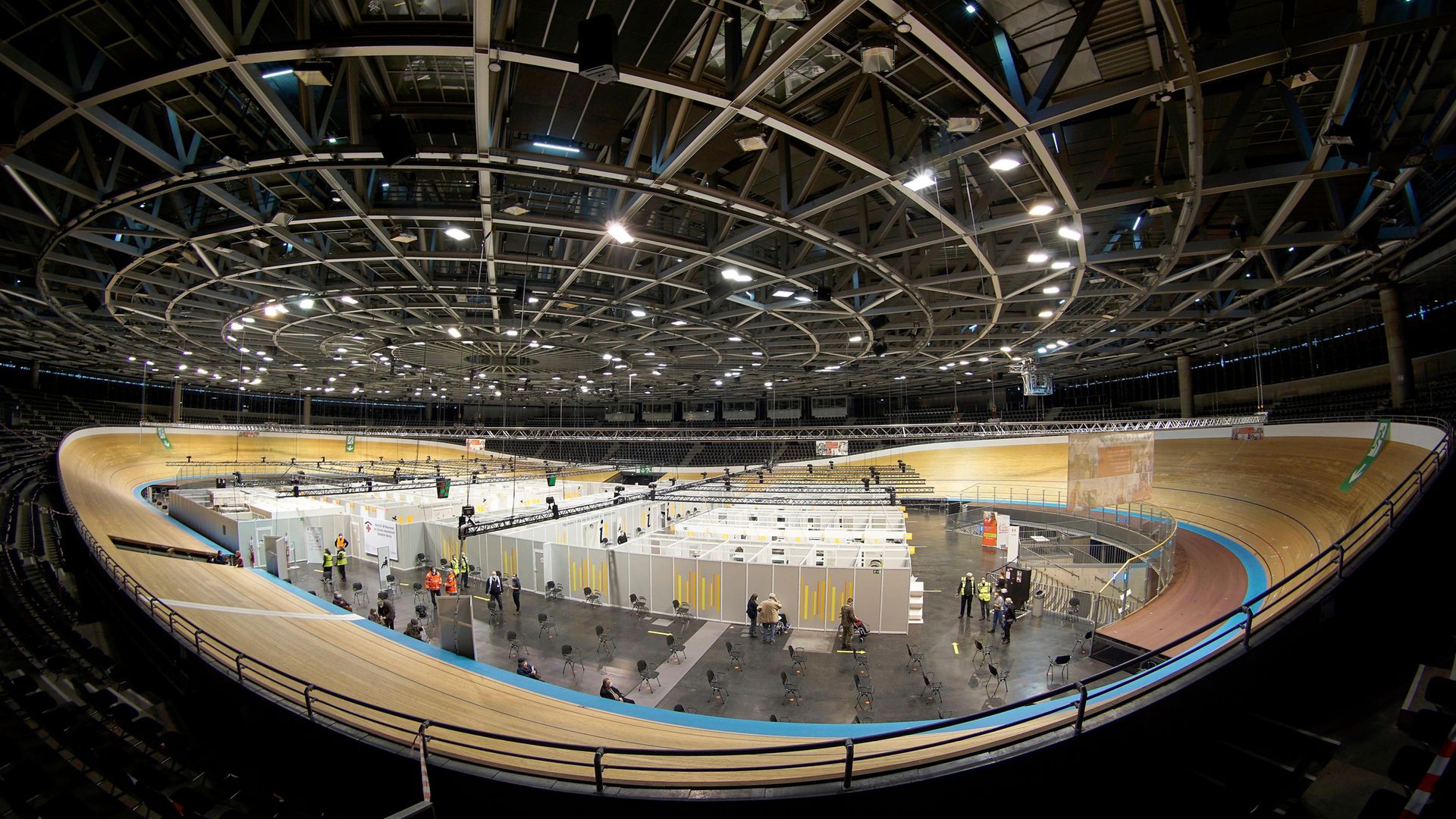 A vaccination centre at Berlin's Velodrom - Credit: POOL/AFP via Getty Images