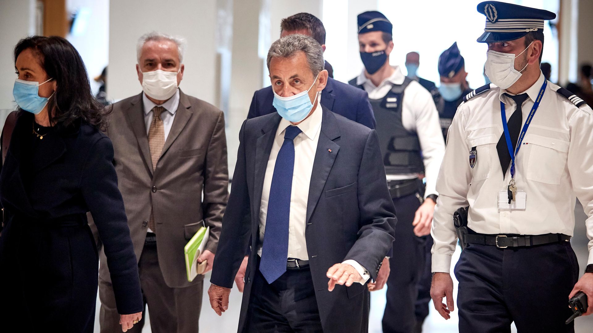 Former French President Nicolas Sarkozy arrives at court for the verdict of his trial for corruption and influence-peddling - Credit: Getty Images