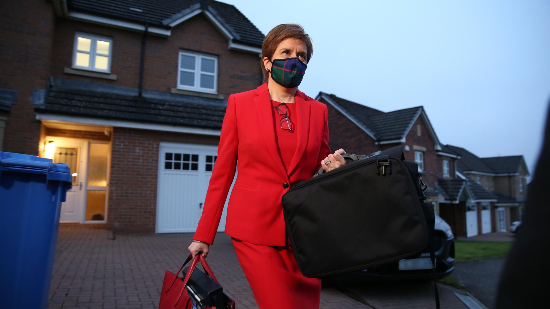 First minister of Scotland, Nicola Sturgeon, leaves her home in Glasgow to head to Holyrood in Edinburgh to give evidence to the Scottish parliament's inquiry into her government's unlawful investigation of the former first minister Alex Salmond - Credit: PA