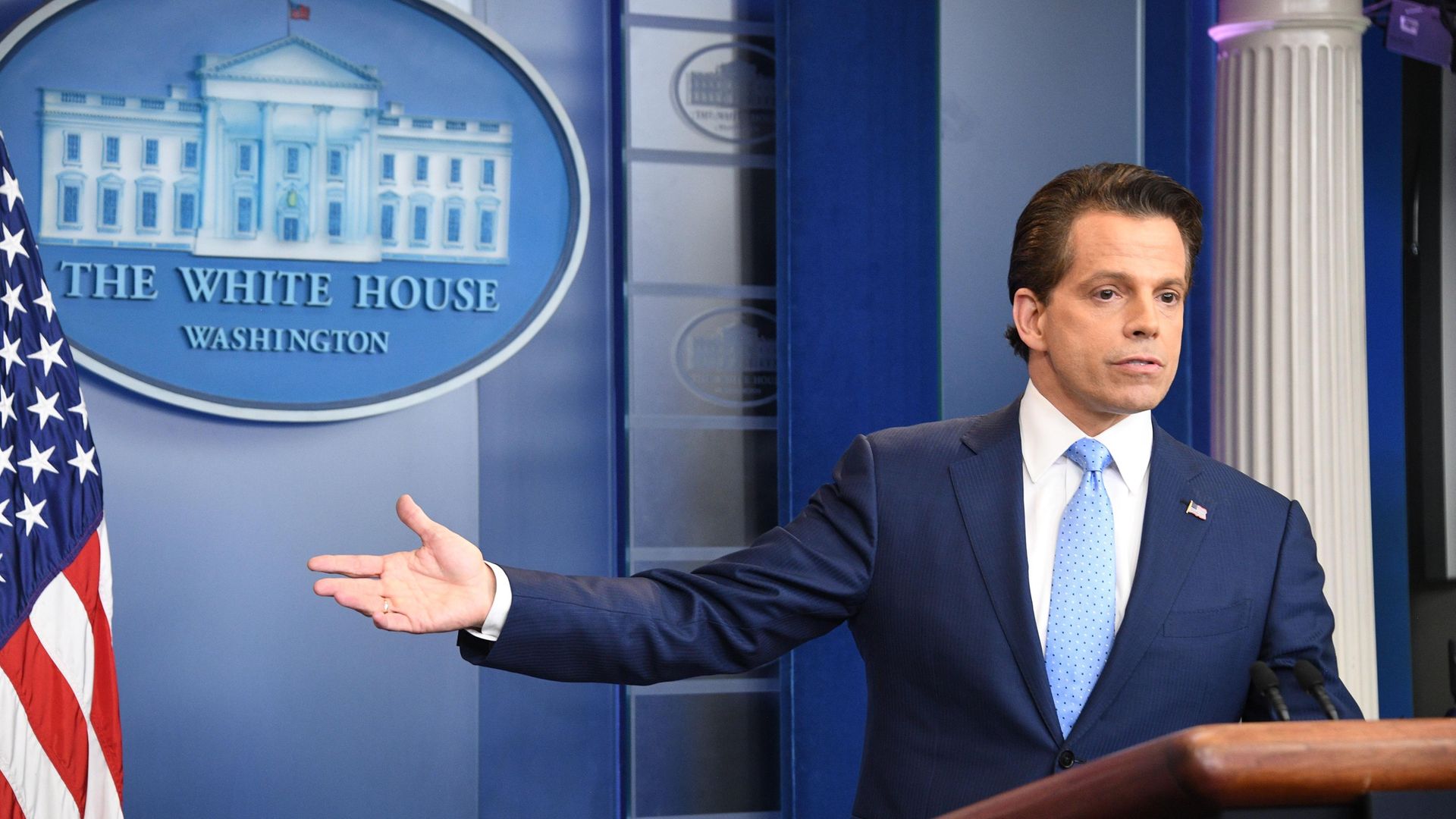 Anthony Scaramucci during his brief spell as Donald Trump's White House communications director - Credit: AFP via Getty Images