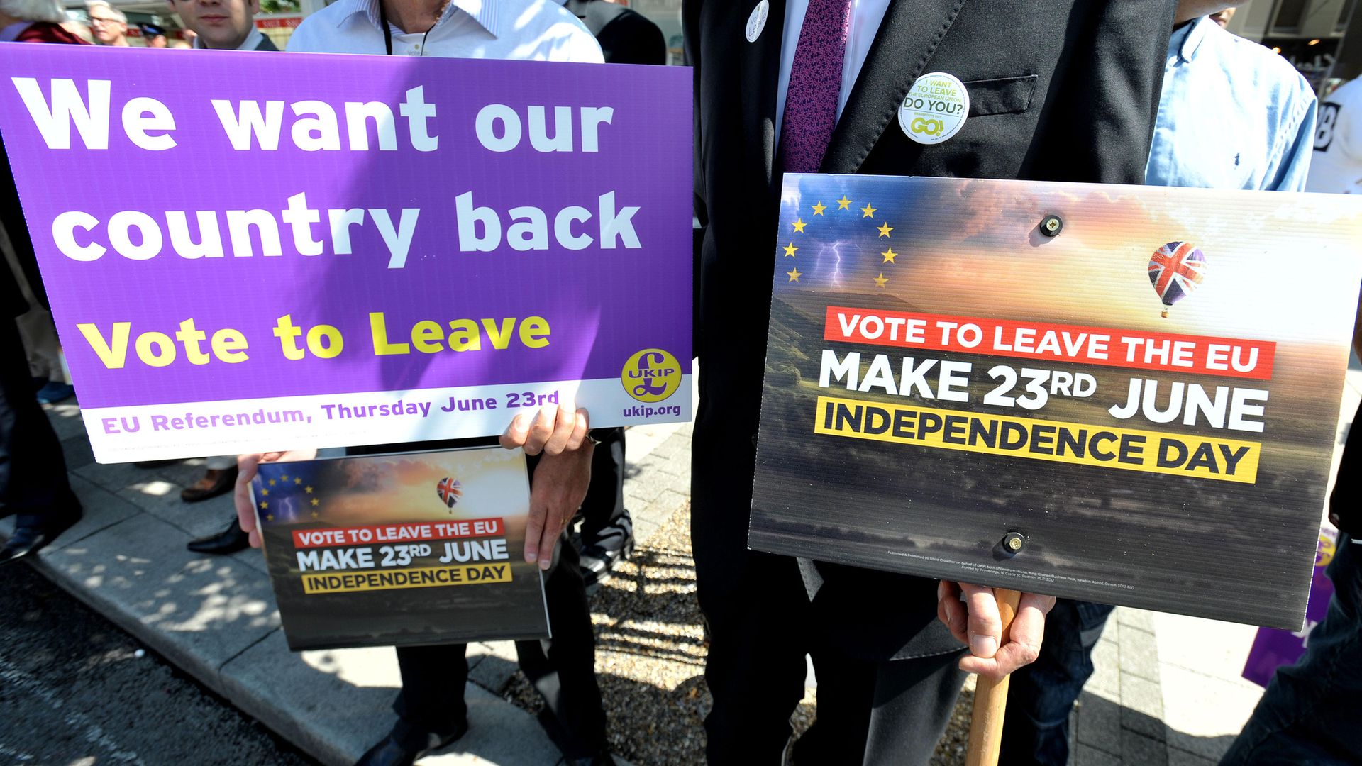 Brexit campaigners in Clacton-on-Sea in Essex back in 2016 - Credit: PA