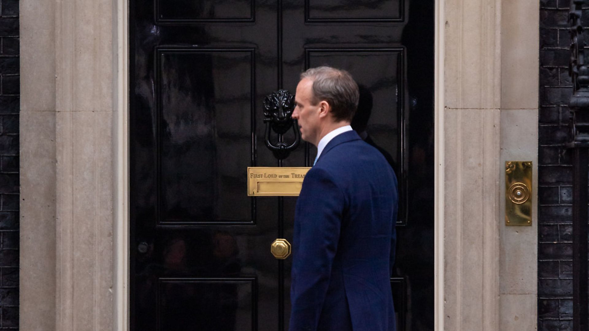 Dominic Raab arrives in Downing Street. Photograph: Dominic Lipinski/PA Wire.