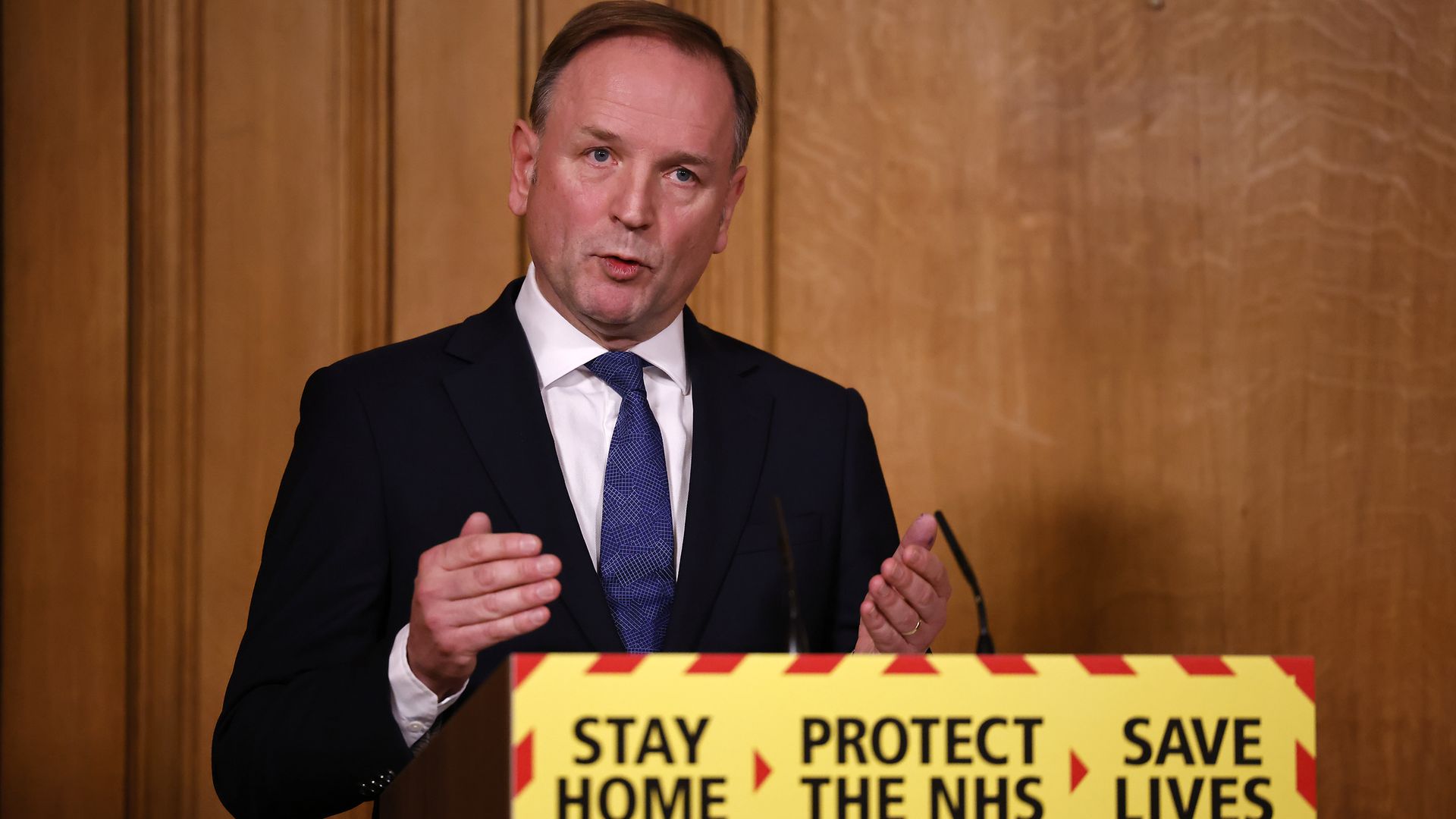 Sir Simon Stevens, Chief Executive of the National Health Service in England during a media briefing on coronavirus (COVID-19) in Downing Street, London. - Credit: PA