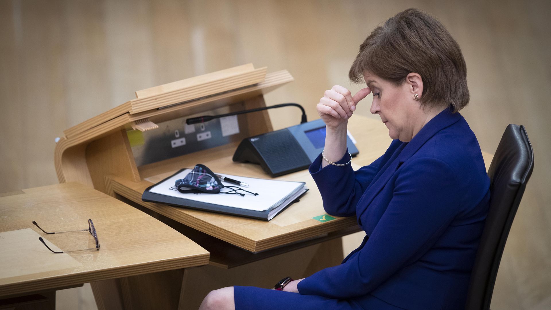 First minister Nicola Sturgeon during the debate ahead of a vote of no confidence against Deputy First Minister John Swinney at the Scottish Parliament in Holyrood, Edinburgh - Credit: PA