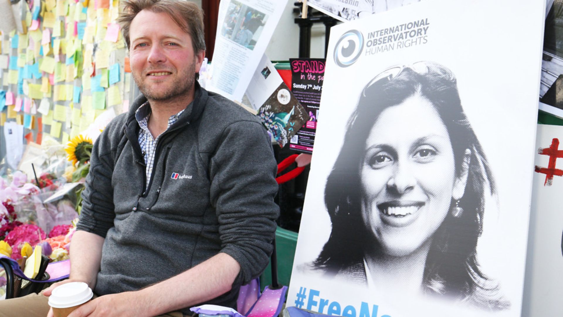 Richard Ratcliffe, the husband of detained Nazanin Zaghari Ratcliffe, outside the Iranian Embassy in Knightsbridge, London - Credit: PA Wire/PA Images