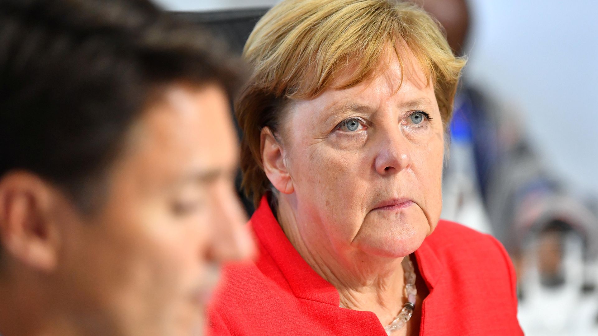 German chancellor Angela Merkel and Canada's Prime Minister Justin Trudeau attend a G7 and Africa partnership session during the G7 summit in Biarritz, France. - Credit: PA