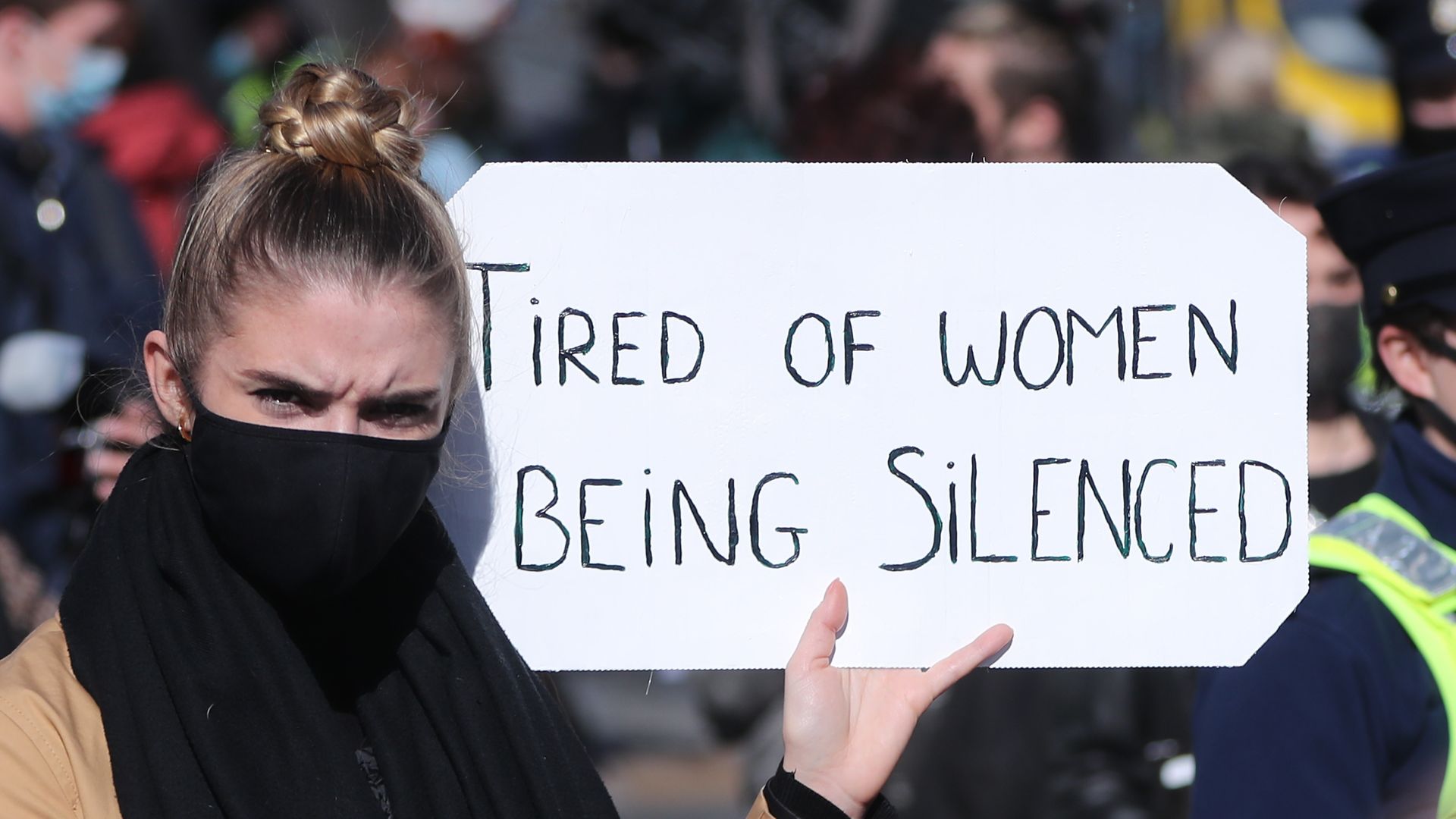 Demonstrators during a protest organised in remembrance of murdered Sarah Everard and in protest of continued violence against women - Credit: PA