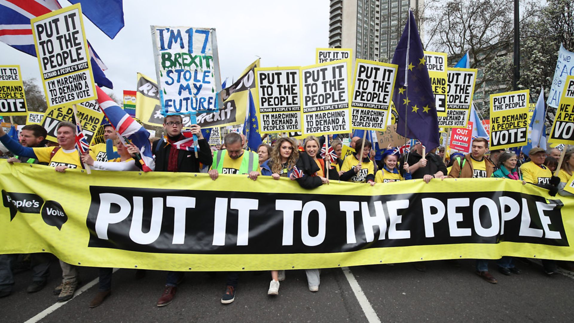 Anti-Brexit campaigners take part in the People's Vote March in London. (Yui Mok/PA) - Credit: PA Wire/PA Images
