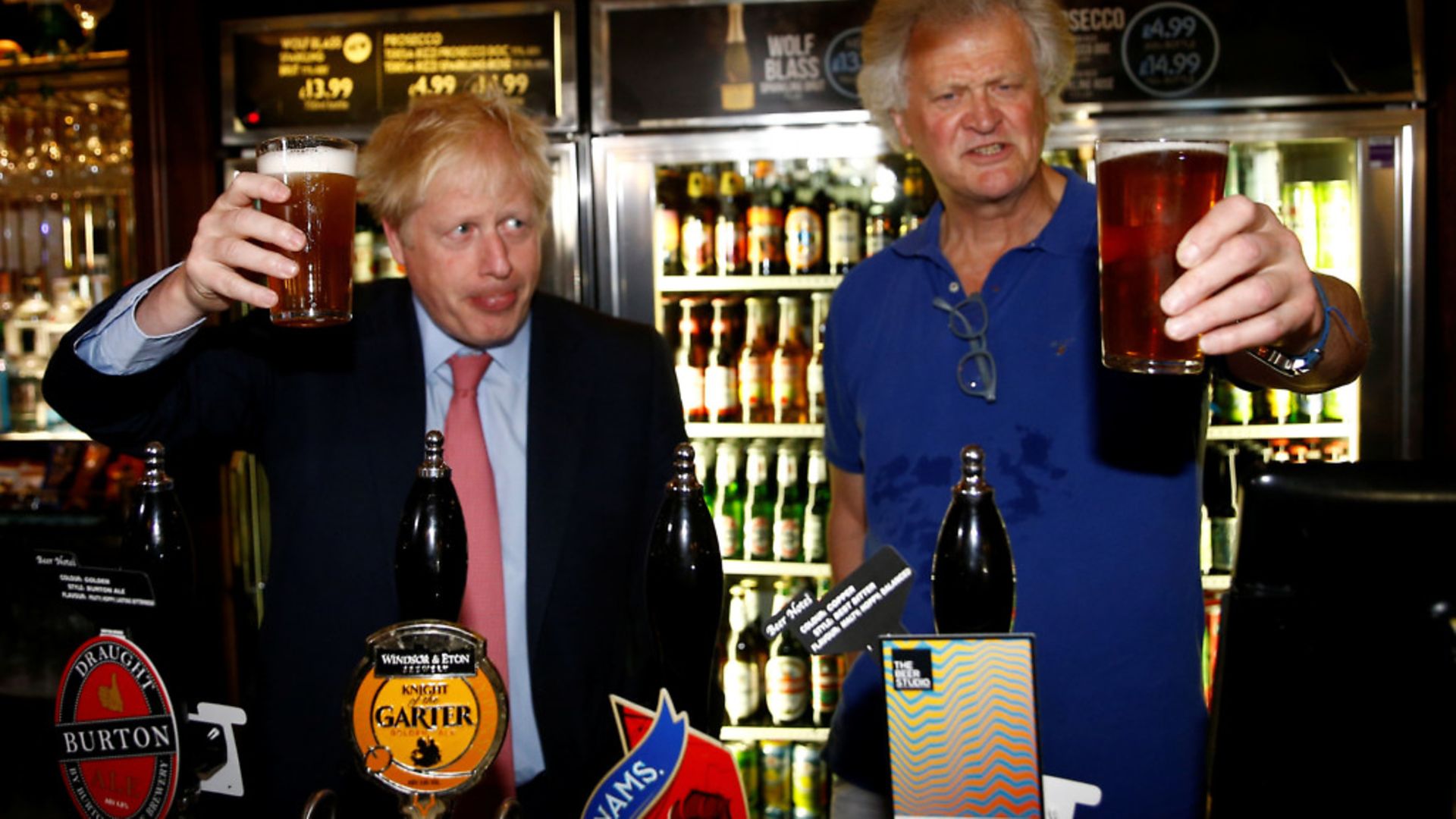 Boris Johnson during a visit to Wetherspoons Metropolitan Bar in London with Tim Martin, Chairman of JD Wetherspoon - Credit: PA