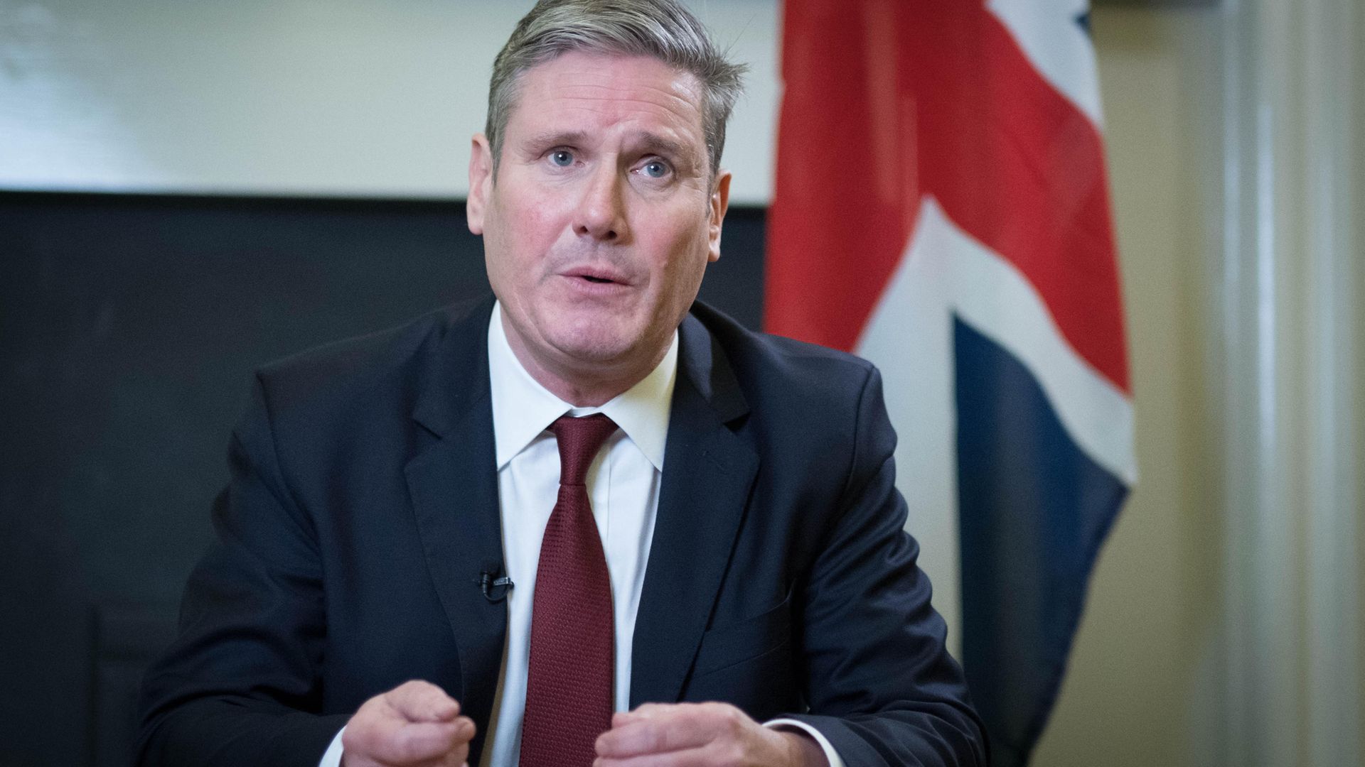 Labour leader Sir Keir Starmer delivering a statement from his office in the House of Commons in central London - Credit: PA