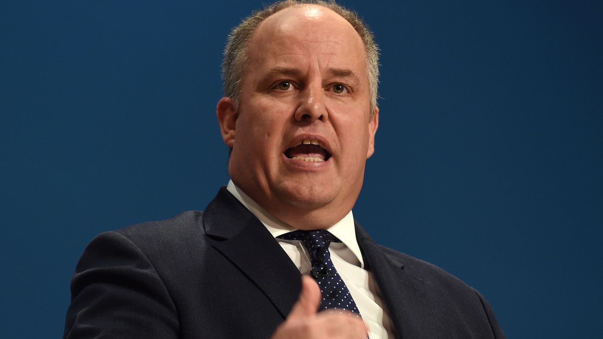 Welsh Conservative leader Andrew RT Davies addresses the floor during a Conservative Party annual conference - Credit: PA