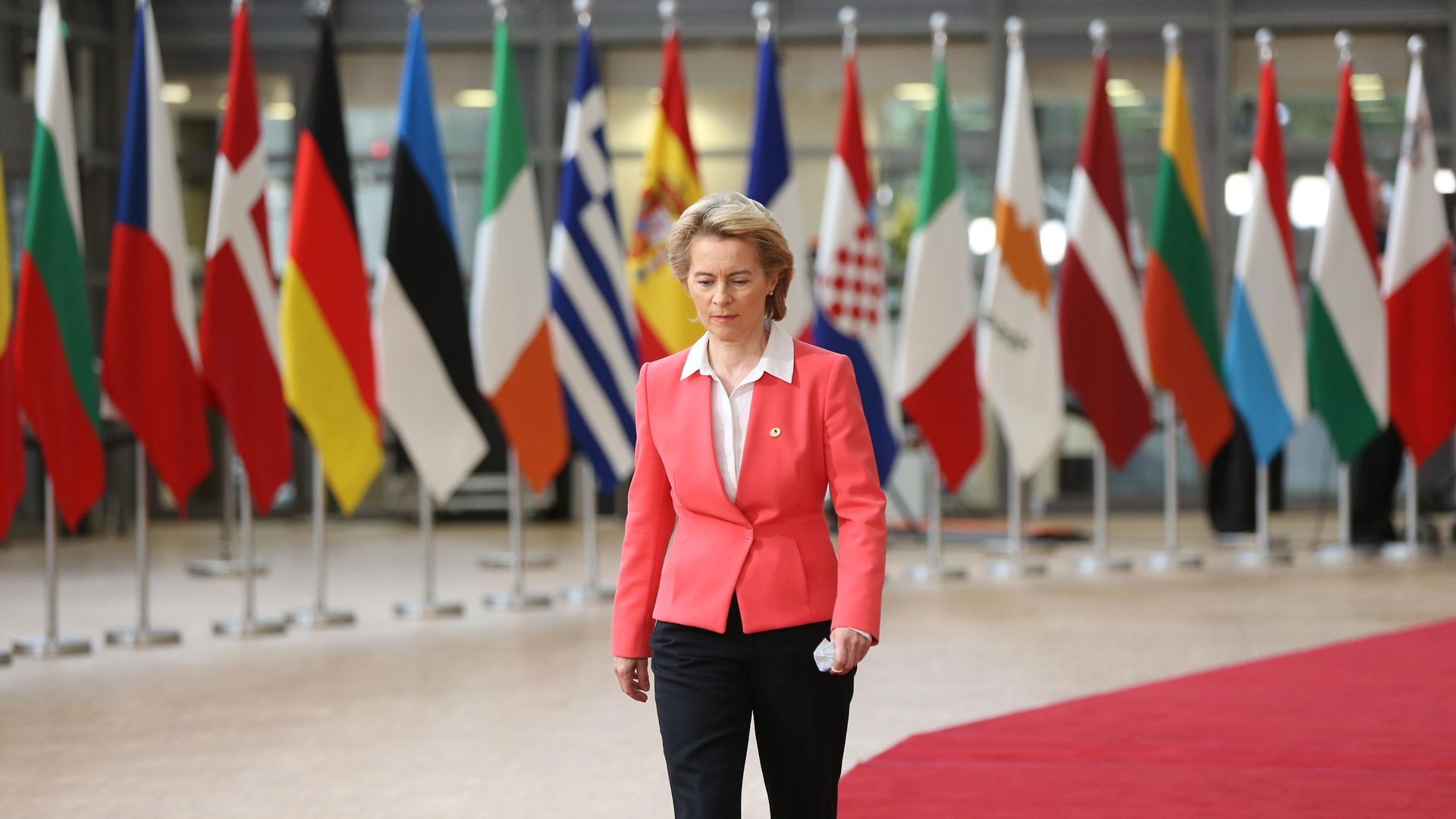 EUROPE'S FALL GUY: Ursula von der Leyen arrives for an EU summit on Covid in July 2020 - Credit: Getty Images