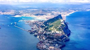 Gibraltar, as seen from above, with Spain lying beyond - Credit: Getty Images/EyeEm