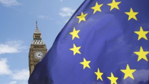 A European flag in front of Big Ben as part of Brexit protests. Photo: PA.