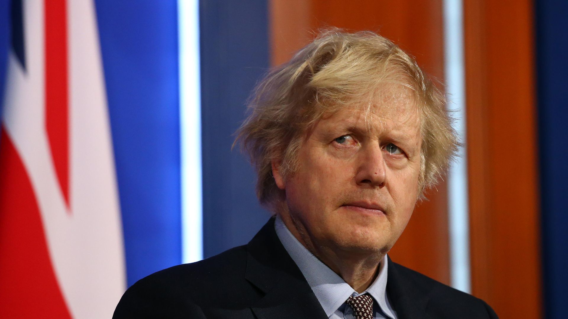 Prime minister Boris Johnson at a media briefing - Credit: PA