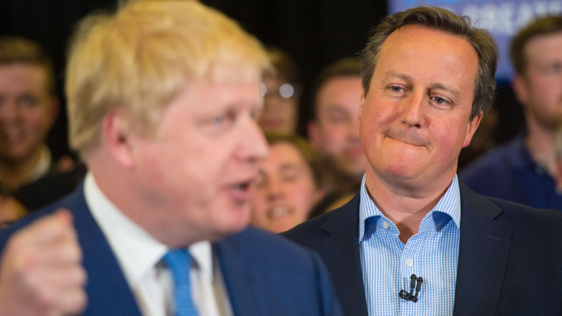 David Cameron watches Boris Johnson at a Tory party event - Credit: PA