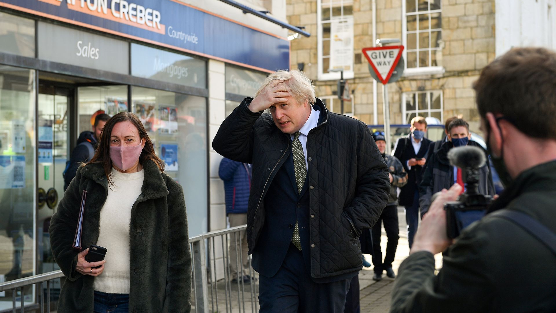 Prime Minister Boris Johnson during a visit to Truro, Cornwall - Credit: PA