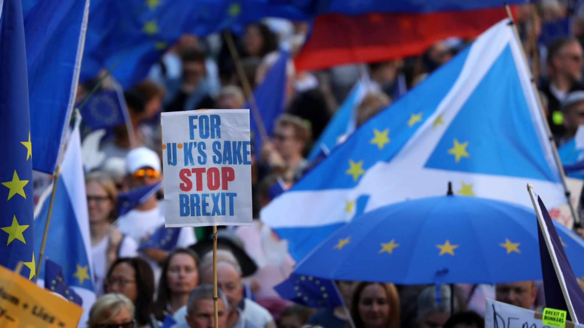 Protestors during the March to Remain in the EU in Edinburgh - Credit: PA