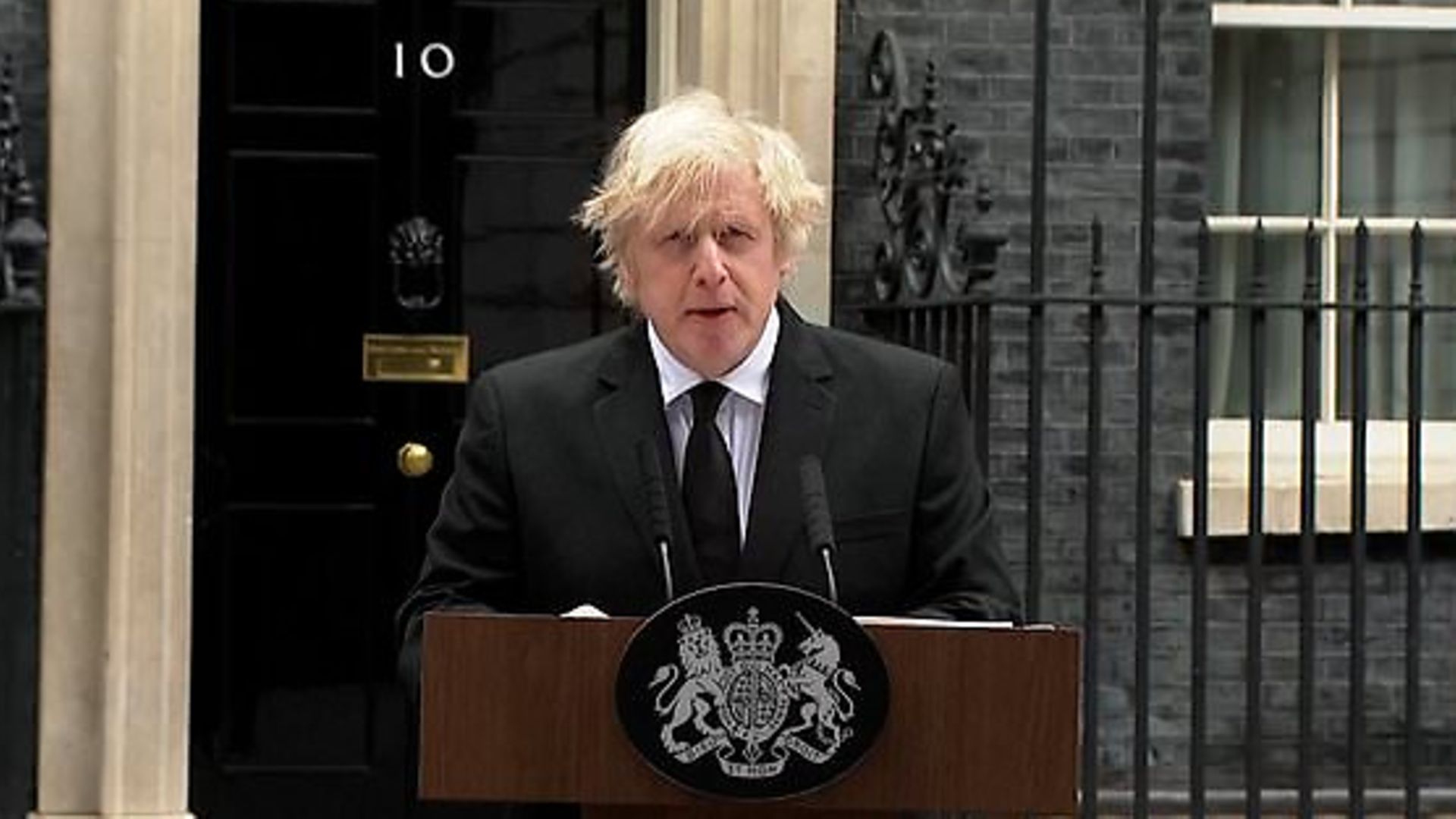 Boris Johnson pays tribute to the Duke of Edinbugh on the doorstep of Number 10 - Credit: PA