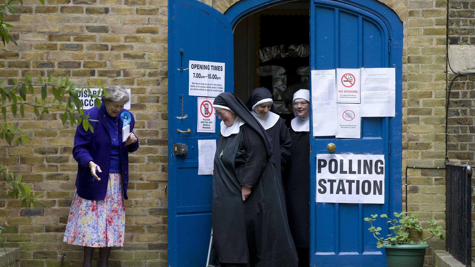 Nuns leave a polling station after voting in London at the 2015 election - Credit: AFP via Getty Images
