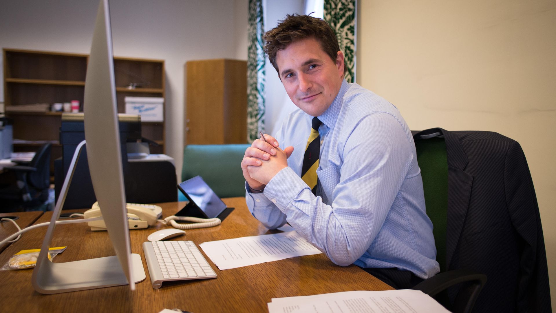Plymouth MP Johnny Mercer at his office at the Houses of Parliament in London - Credit: PA