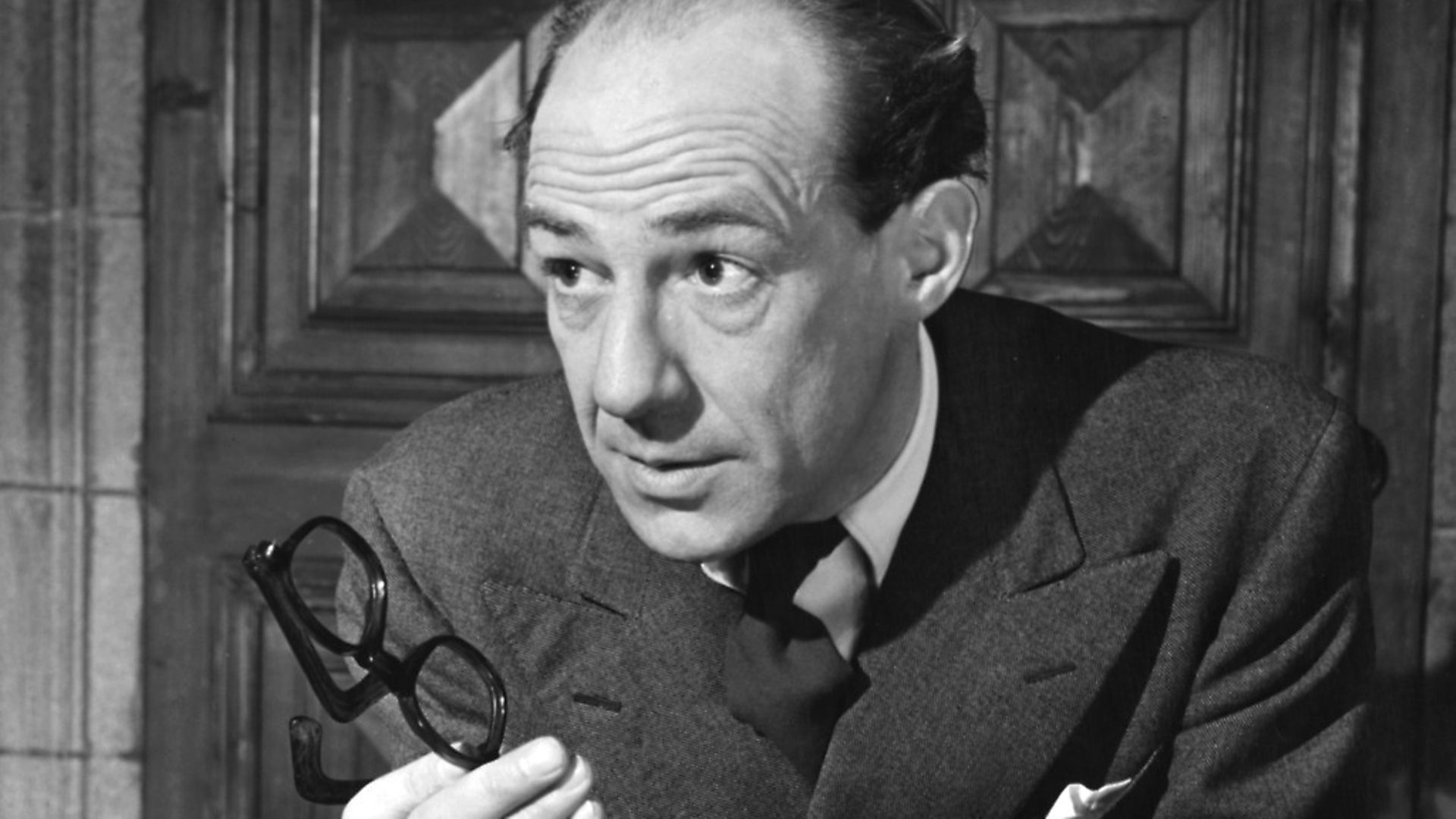 English actor Michael Hordern (1911 - 1995) as Christopher Williams, head of the National Atomic Board, in the stage adaptation of the television play 'Party Manners', by Val Gielgud, October 1950. Photo: George Konig/Keystone Features/Hulton Archive/Getty Images - Credit: Getty Images